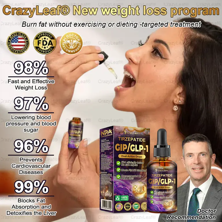CrazyLeaf® Tirzepatide GIP/GLP-1 Dual-Action Slimming & Health Boost Drops image CrazyLeaf® Tirzepatide GIP/GLP-1 Dual-Action Slimming & Health Boost Drops