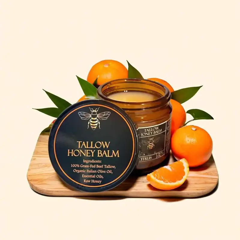 Organic Grass-Fed Beef Tallow Balm with Raw Honey 1 Organic Grass-Fed Beef Tallow Balm with Raw Honey