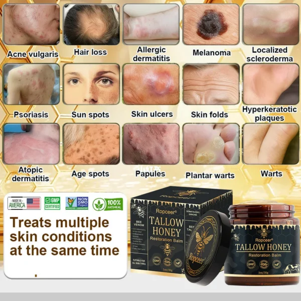 Tallow Honey Restoration Balm deeply nourishes and repairs skin