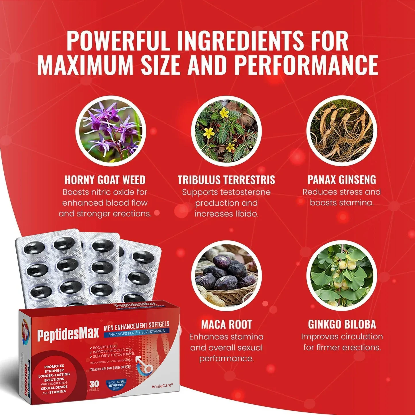AnnieCare® Peptidesmax Men Max Strength and Vitality Softgels