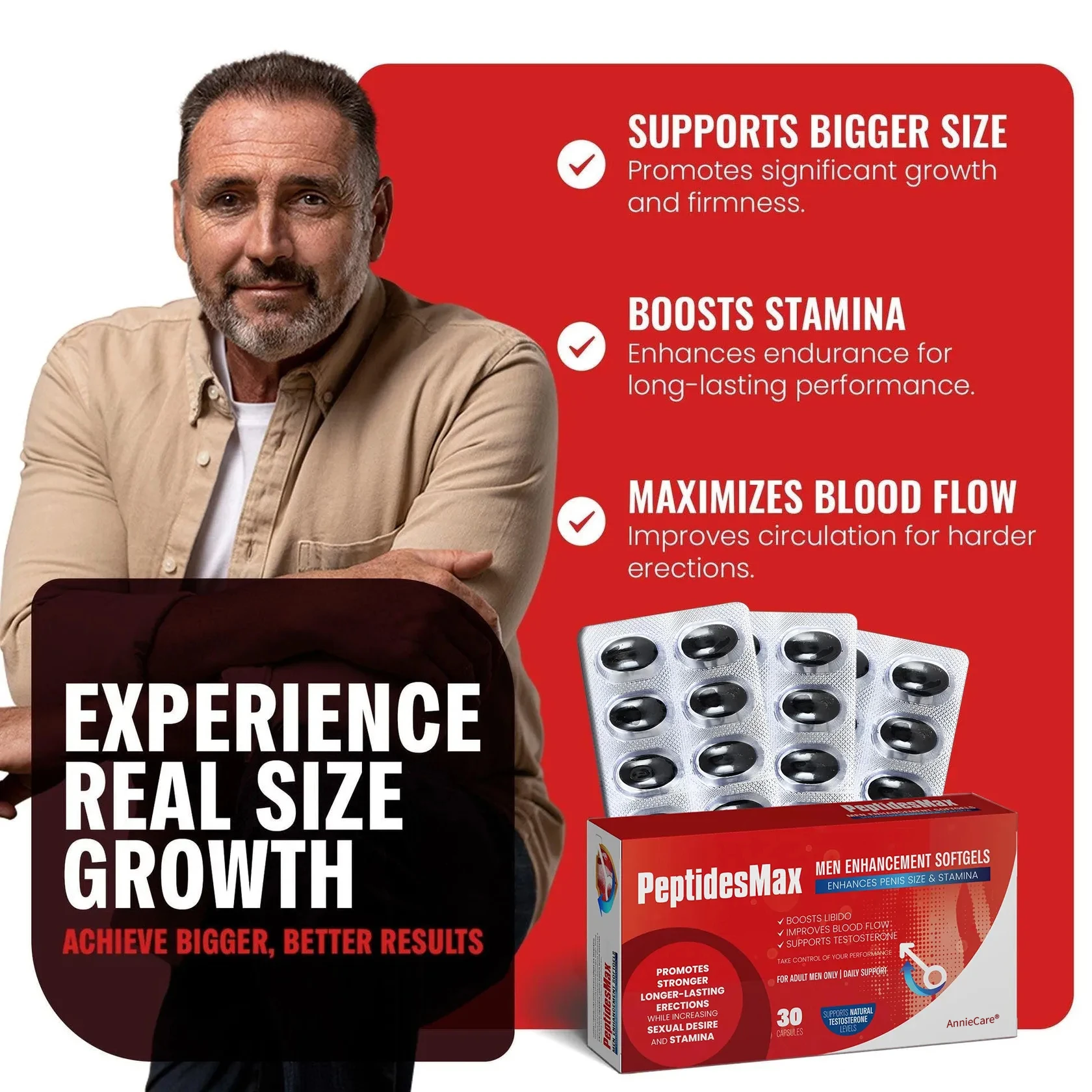 AnnieCare® Peptidesmax Men Max Strength and Vitality Softgels