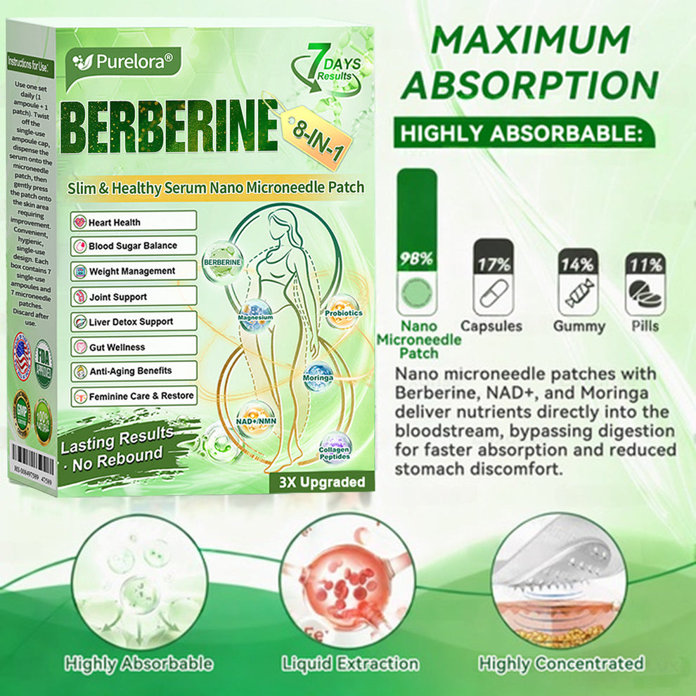 Purelora Berberine 8-IN-1 Slim & Healthy Serum Nano Microneedle Patch image Purelora Berberine 8-IN-1 Slim & Healthy Serum Nano Microneedle Patch