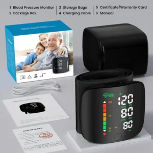 Wrist Blood Pressure Monitor LED Touch Screen & Adjustable Fit