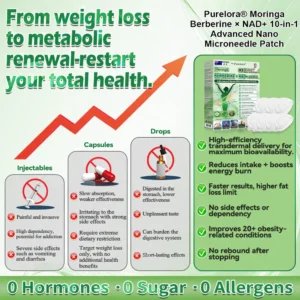 Purelora® Moringa · Berberine × NAD+ 10-in-1 Advanced Nano Microneedle Patch