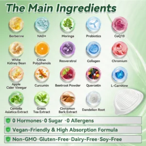 Evolvion Moringa Berberine NAD+ 10-in-1 Advanced Nano Microneedle Patch