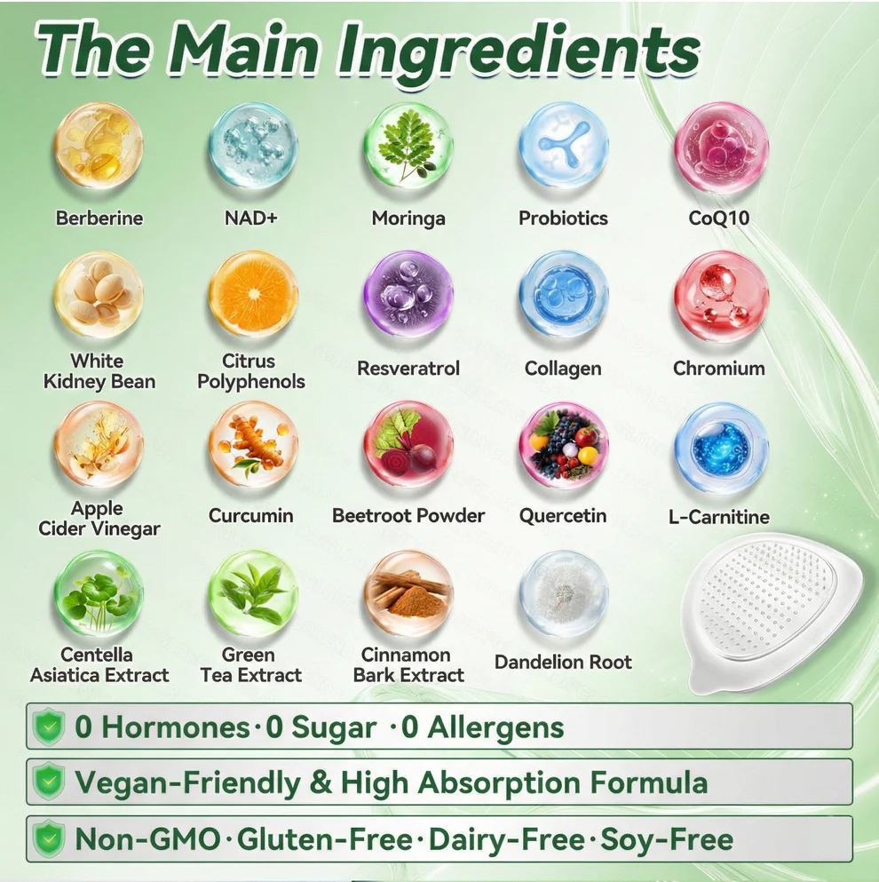 Evolvion Moringa Berberine NAD+ 10-in-1 Advanced Nano Microneedle Patch