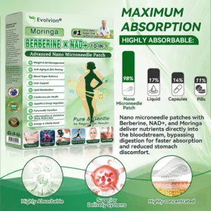 Evolvion Moringa Berberine NAD+ 10-in-1 Advanced Nano Microneedle Patch