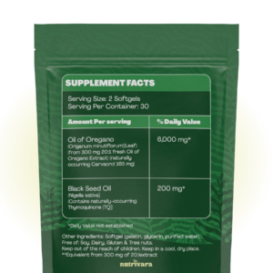 Nutrivara Oregano Oil with Black Seed Oil Softgels