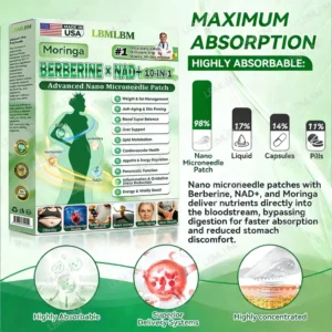 LBMLBM™ Moringa Berberine NAD+ 10 in 1 Advanced Nano Microneedle Patch