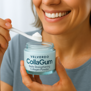 Valverdo CollaGum™ Smile Strengthening Collagen Powder Don't Just Take Our Word For It Why Your Gums Need Collagen Your gums are made mostly of collagen — it’s what keeps them firm and healthy. Over time, brushing, stress, and aging can break down that collagen, causing gums to pull back and teeth to look longer. Regular toothpaste only cleans the surface, and collagen pills focus on skin and joints, not your smile. CollaGum works where it matters most — right at your gumline. When you brush it in, collagen and minerals help rebuild and strengthen your gums, keeping your smile strong and supported every day. 25,000+ Healthier Smiles Real Results. Real Repair. 99% said their gums felt stronger and healthier within 2 weeks. 97% noticed less gum sensitivity and tenderness after daily use. 92% saw a visibly fuller gumline and smoother smile. Frequently Asked Questions CollaGum is a collagen-based powder you brush onto your gums. It helps support gum repair, strength, and comfort — right where your smile needs it most. Your gums are made mostly of collagen. Over time, brushing, stress, and aging can break that collagen down. CollaGum delivers fresh collagen and minerals directly to your gums as you brush, helping to rebuild and strengthen the tissue. After brushing your teeth, dip your damp toothbrush into the CollaGum powder. Gently brush it onto your gums and along the gumline for 20–30 seconds, then rinse or leave it on overnight — whichever you prefer.  CollaGum supports gum health but doesn’t replace good dental care. Keep brushing, flossing, and visiting your dentist as usual for the best results.  Use your normal toothpaste first, then apply CollaGum right after. It’s designed to fit easily into your regular brushing routine.