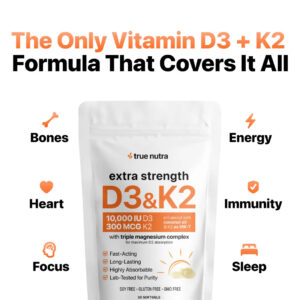 True Nutra Vitamin D3 & K2 Extra Strength