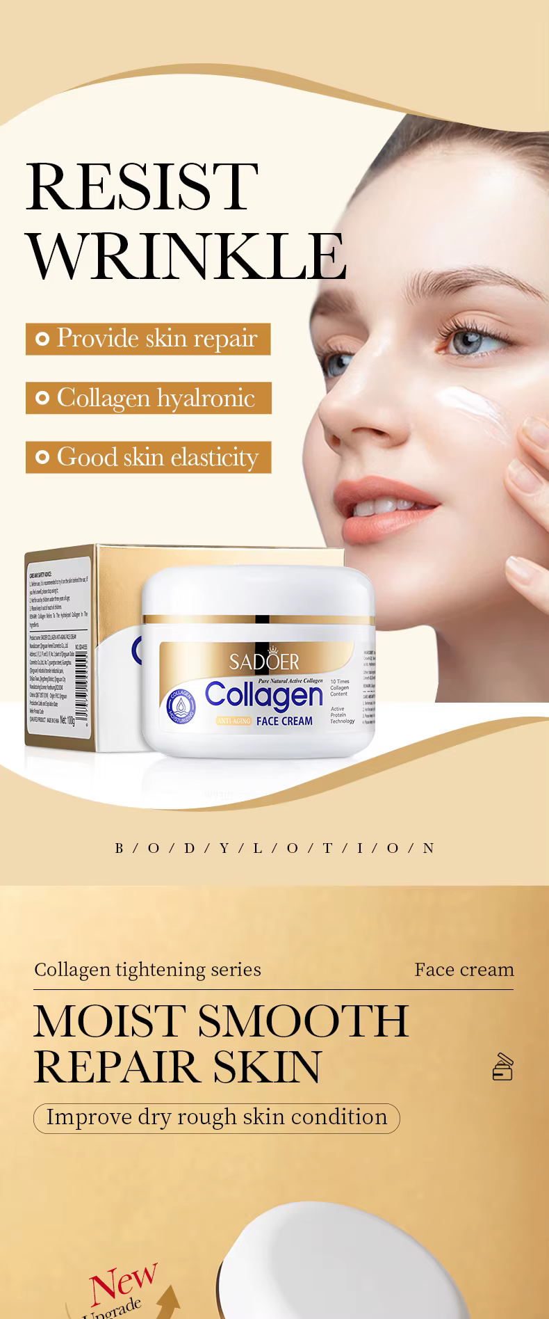 Sadoer Natural Organic Collagen Hydrating Anti Aging Face Whitening Cream