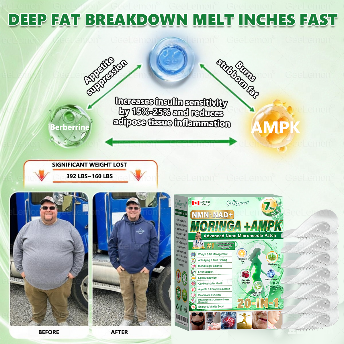 Geelemon NMN Berberine AMPK Advanced Nano Microneedle Patch