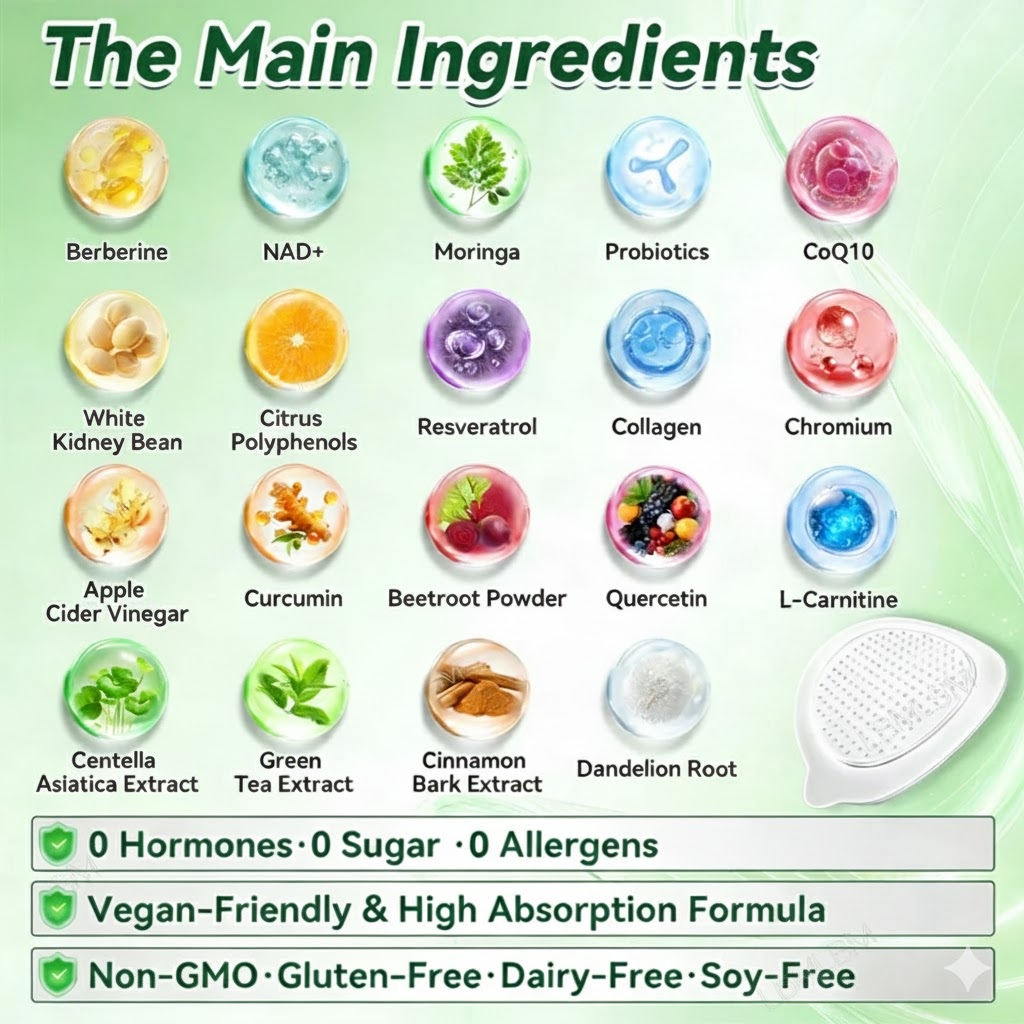 LOVILDS Moringa Berberine NAD+ 10-in-1 Advanced Nano Microneedle Patch