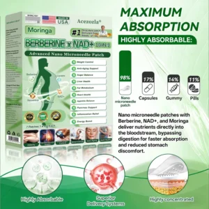 Acezozla Moringa Berberine NAD+ 10-in-1 Advanced Nano Microneedle Patch