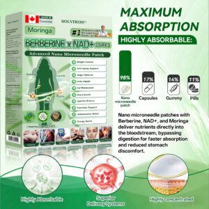 SOLVIRON Moringa Berberine NAD+ 10 in 1 Advanced Nano Microneedle Patch