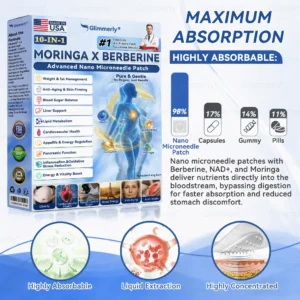 Glimmerly Moringa Berberine 10 in 1 Advanced Nano Microneedle Patch
