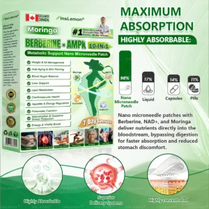 InsLemon® Moringa Berberine AMPK 10-in-1 Metabolic Support Nano Microneedle Patch