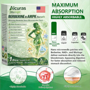 Alcuras® Moringa × Berberine × AMPK 8-Benefit Slimming & Metabolic Nano Microneedle Patch