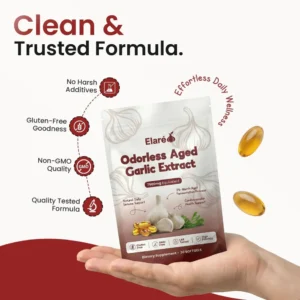 Elare Aged Garlic Extract - 7500mg Odorless Softgels