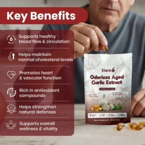 Elare Aged Garlic Extract - 7500mg Odorless Softgels