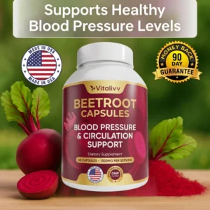 Vitalivv Beetroot Capsules Blood Pressure & Circulation Support
