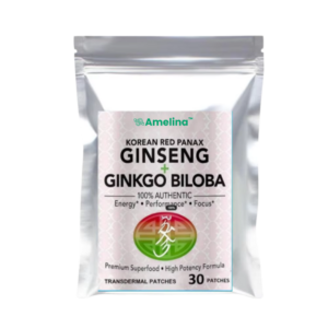 Amelina™ KOREAN RED PANAX GINSENG + GINKGO BILOBA Transdermal Patches 30 Patches