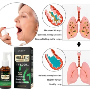 ODEIUN® 3X Concentrated Mullein Lung Cleanse Spray — Advanced Respiratory Detox & Clear Breathing