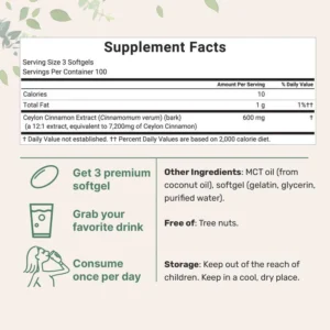 Resia Ceylon Cinnamon 7200mg Equivalent with MCT Oil