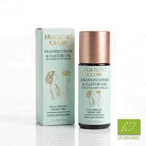 Holistic Glow Frankincense Castor Oil Rose Quartz Roller