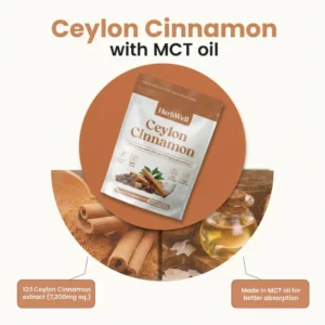 HerbWell Ceylon Cinnamon 7200mg Equivalent with MCT Oil