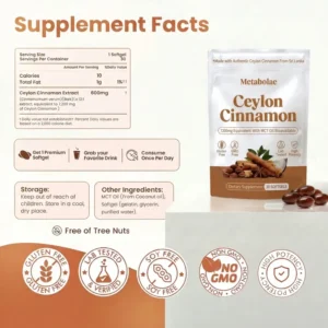 Metabolae Ceylon Cinnamon 7200mg Equivalent with MCT Oil