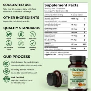 Pridewell Turmeric Curcumin Formula
