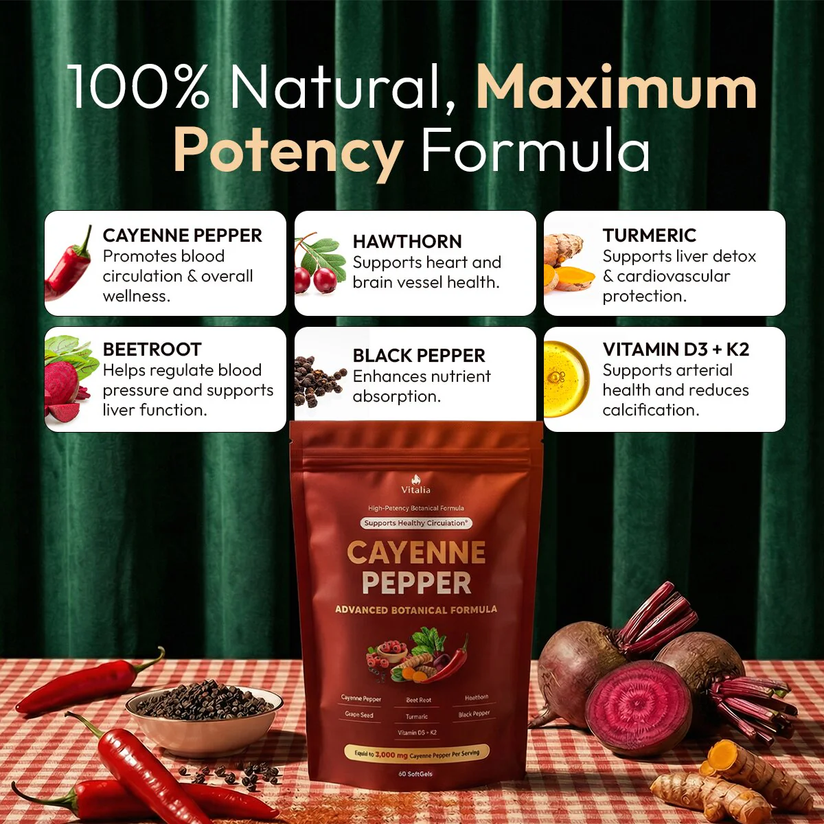 Vitalia Cayenne Pepper Softgels